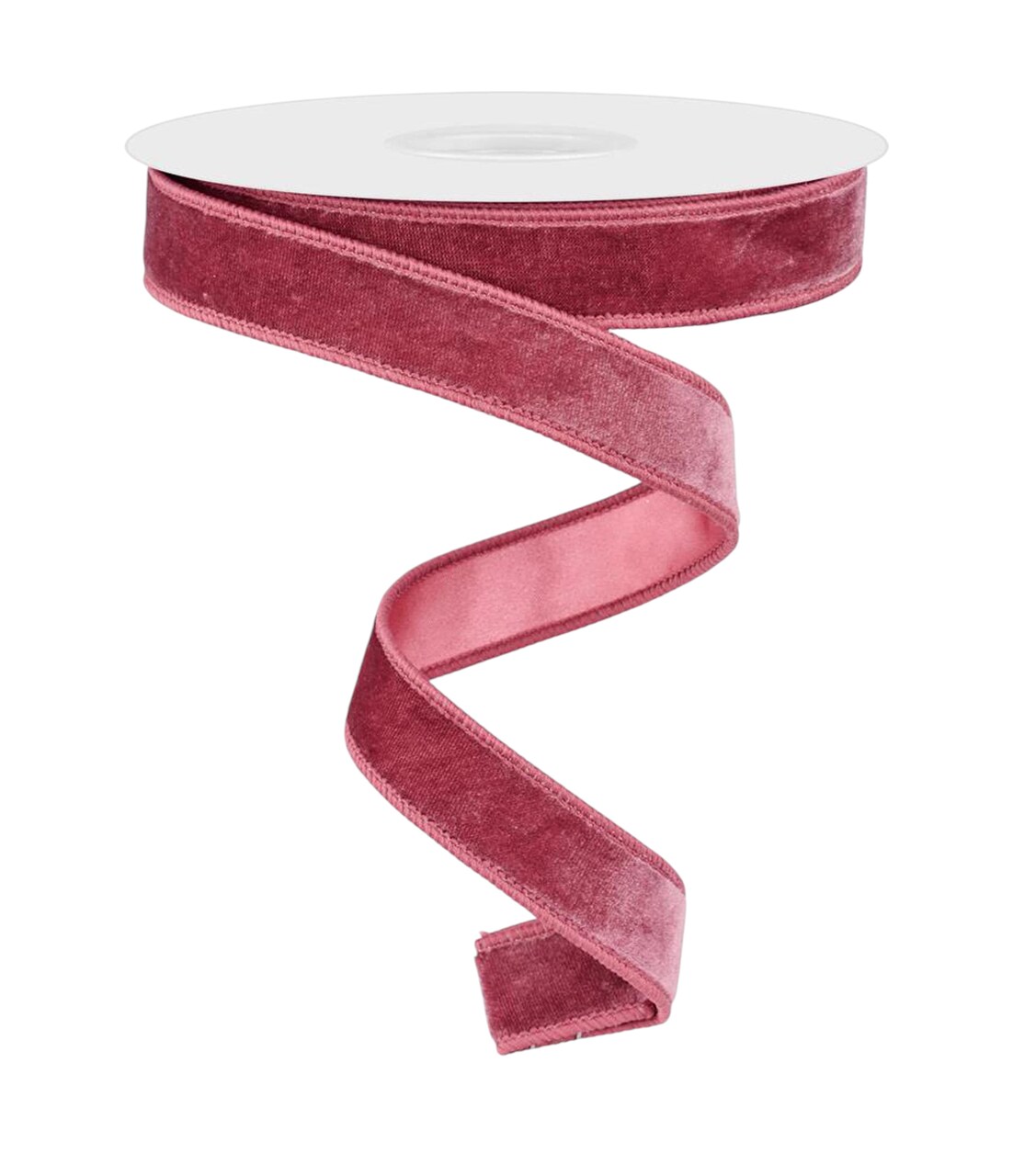RG Ribbon: Dusty Pink Deluxe Velvet and Satin Wired Ribbon for Bows, Wreaths, Crafts, and Decorations